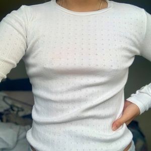brandy melville knitted white long sleeve top
